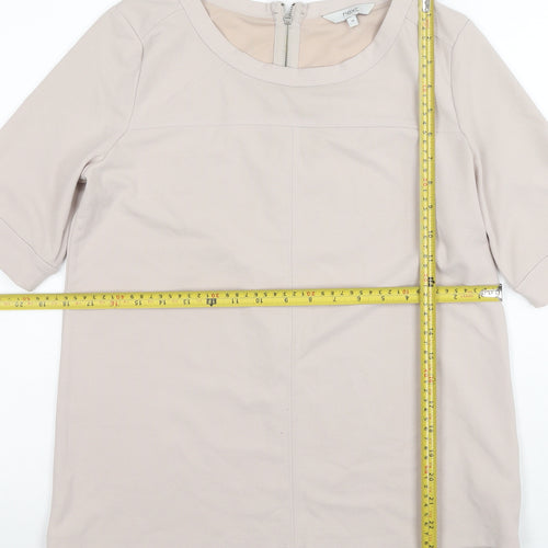 Next Women's Beige Short Sleeve Boat Neck Blouse UK 10