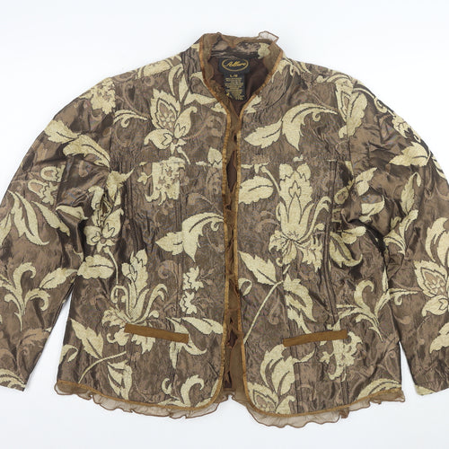 Allure Women's Brown Floral Jacquard Suit Jacket L Regular Fit