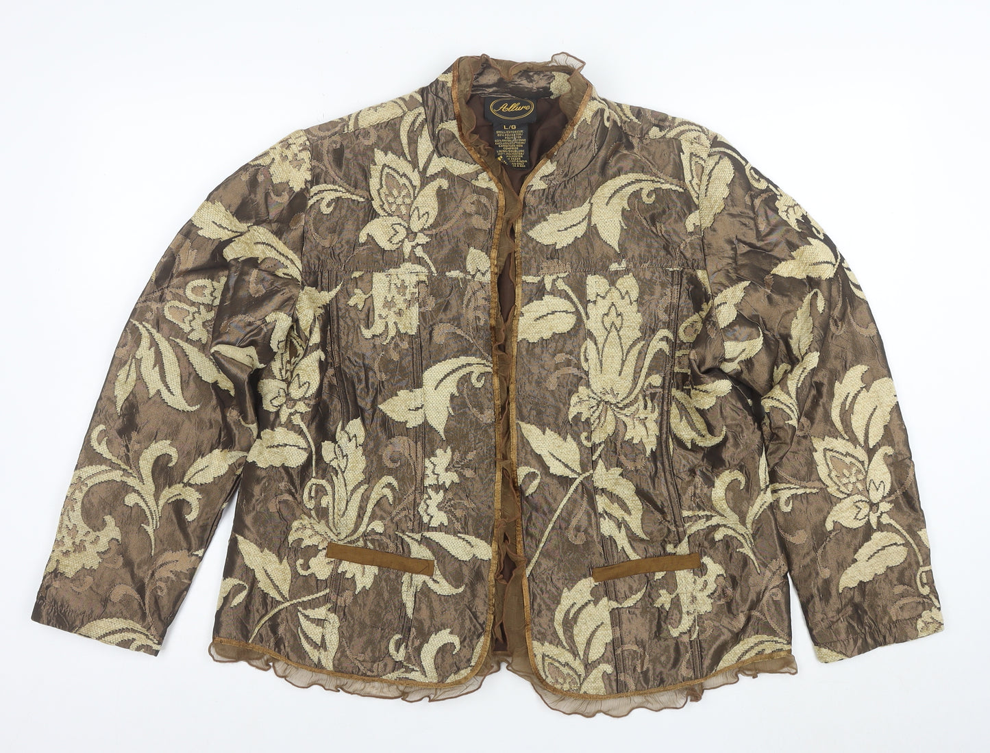 Allure Women's Brown Floral Jacquard Suit Jacket L Regular Fit