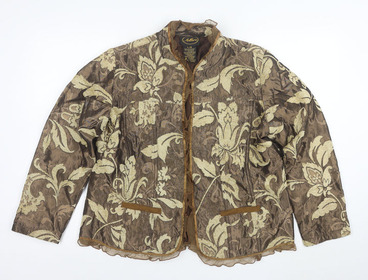 Allure Women's Brown Floral Jacquard Suit Jacket L Regular Fit