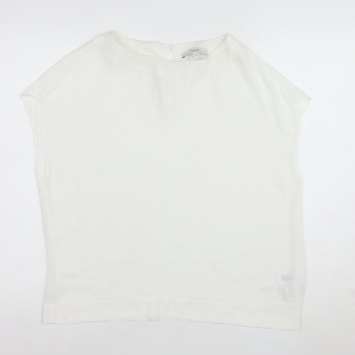 Next Womens White Polyester Boat Neck Short Sleeve Blouse Size 12