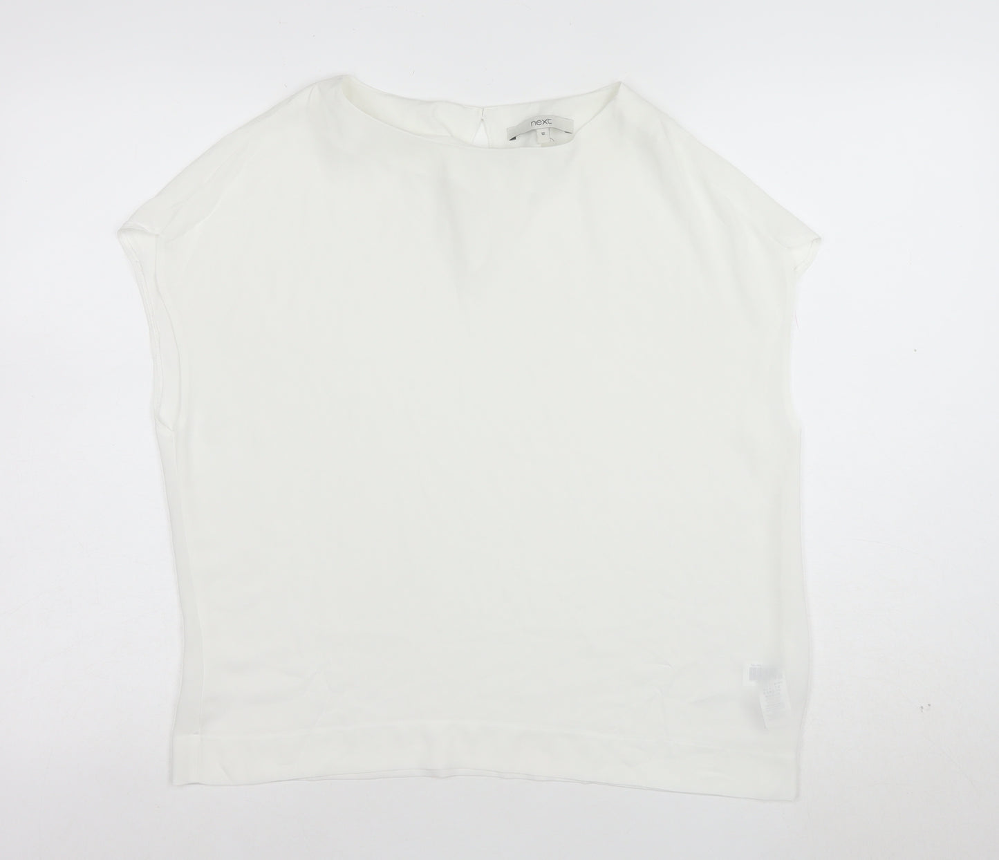 Next Womens White Polyester Boat Neck Short Sleeve Blouse Size 12
