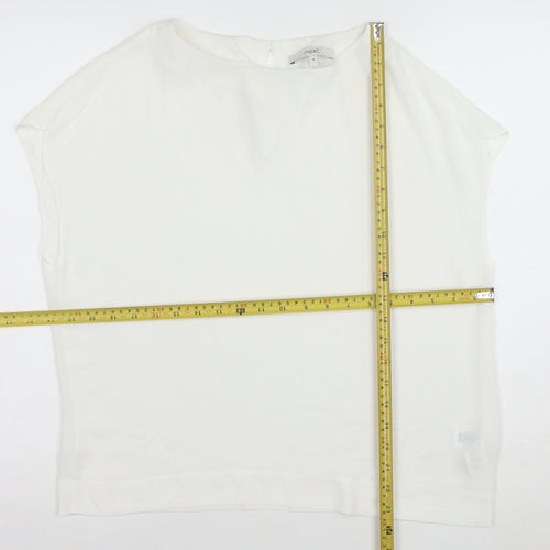 Next Womens White Polyester Boat Neck Short Sleeve Blouse Size 12