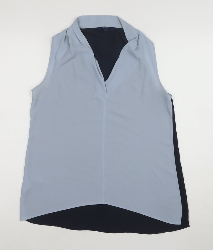 Next Women’s Blue Sleeveless V-Neck Chiffon Blouse Size 10