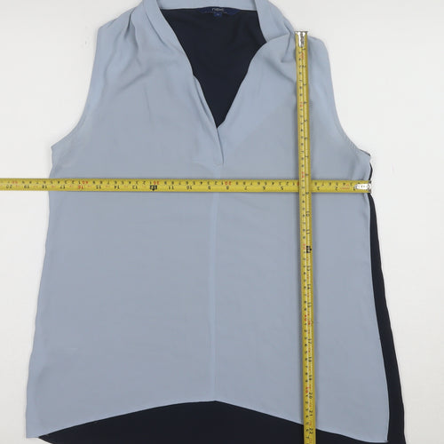 Next Women’s Blue Sleeveless V-Neck Chiffon Blouse Size 10