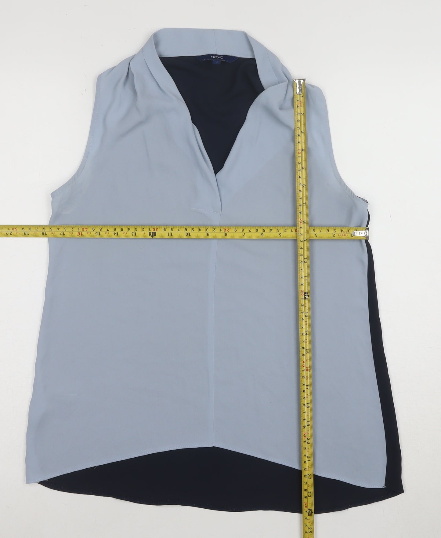 Next Women’s Blue Sleeveless V-Neck Chiffon Blouse Size 10