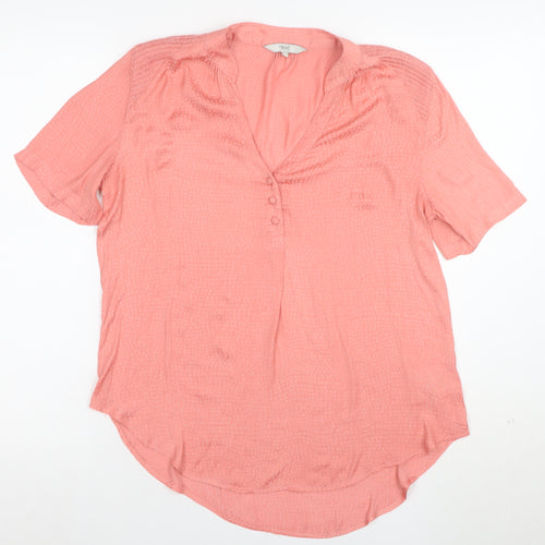 Next Women’s Pink Short Sleeve V-Neck Button Blouse Size 10