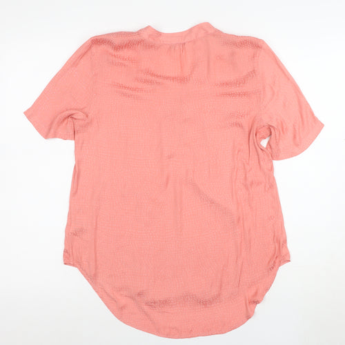 Next Women’s Pink Short Sleeve V-Neck Button Blouse Size 10