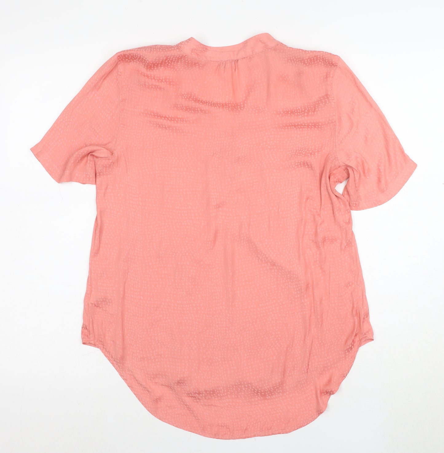 Next Women’s Pink Short Sleeve V-Neck Button Blouse Size 10