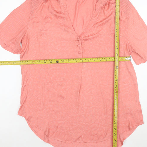 Next Women’s Pink Short Sleeve V-Neck Button Blouse Size 10