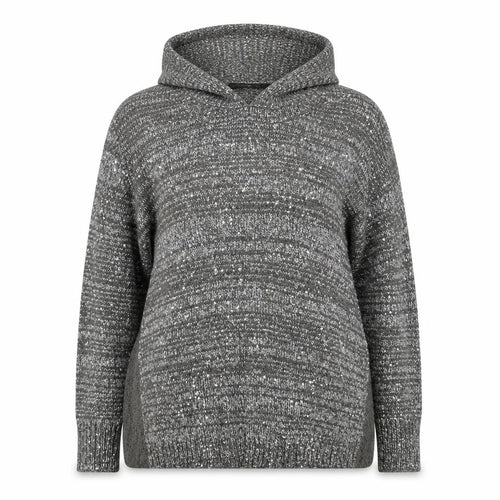 Next Women’s Grey Sequin Wool Blend Hooded Cowl Neck Jumper Size 10