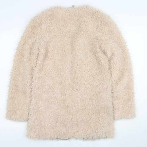 Banana Republic Women Beige Faux Fur Open Cardigan Size S