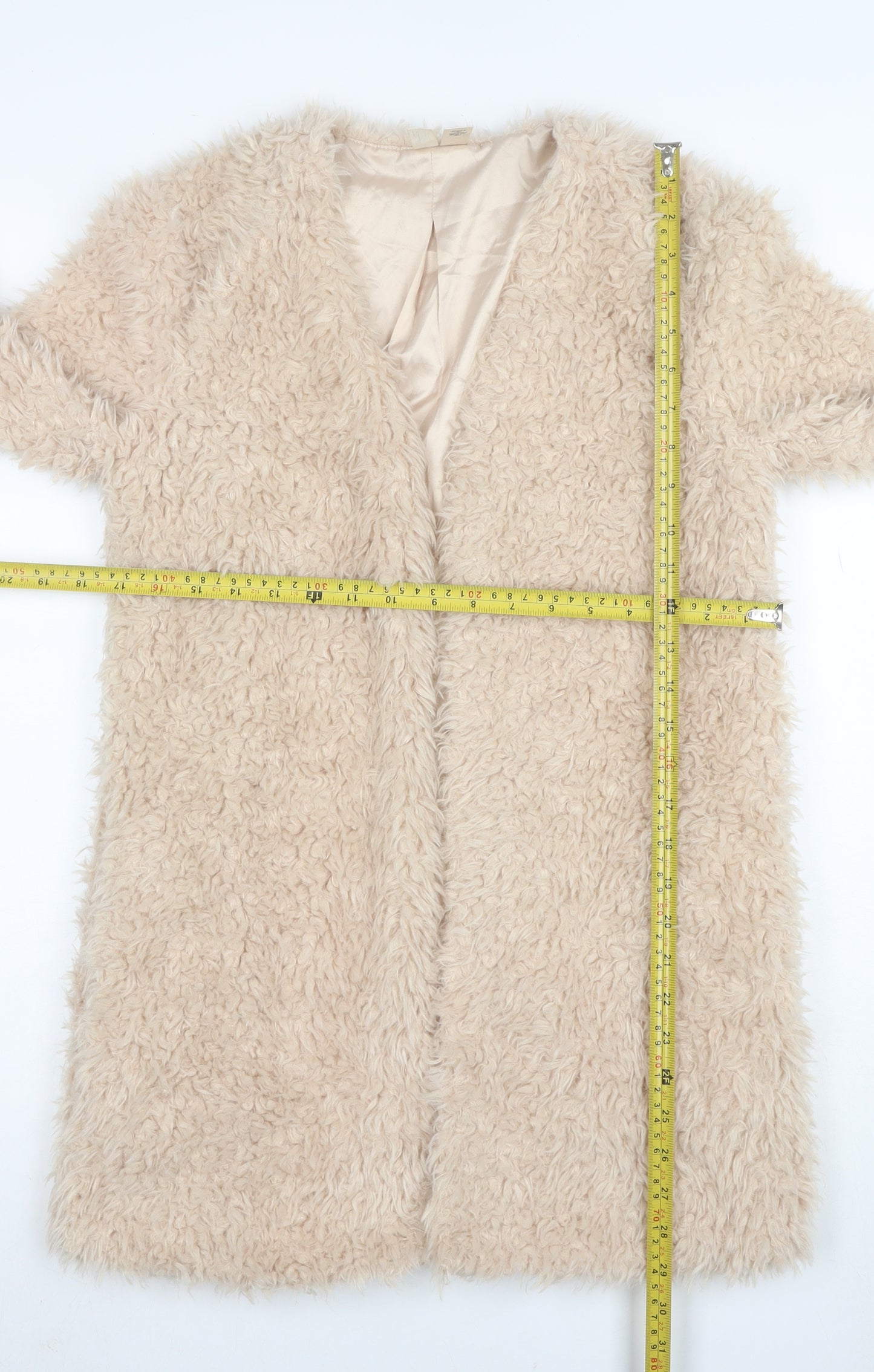 Banana Republic Women Beige Faux Fur Open Cardigan Size S