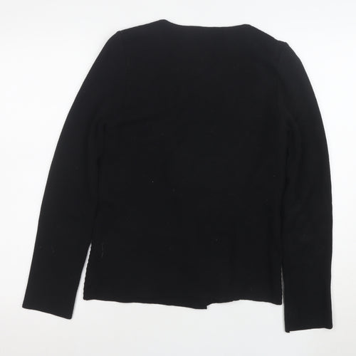Marks and Spencer Womens Black Biker Jacket Size 8 Zip Pockets Knit