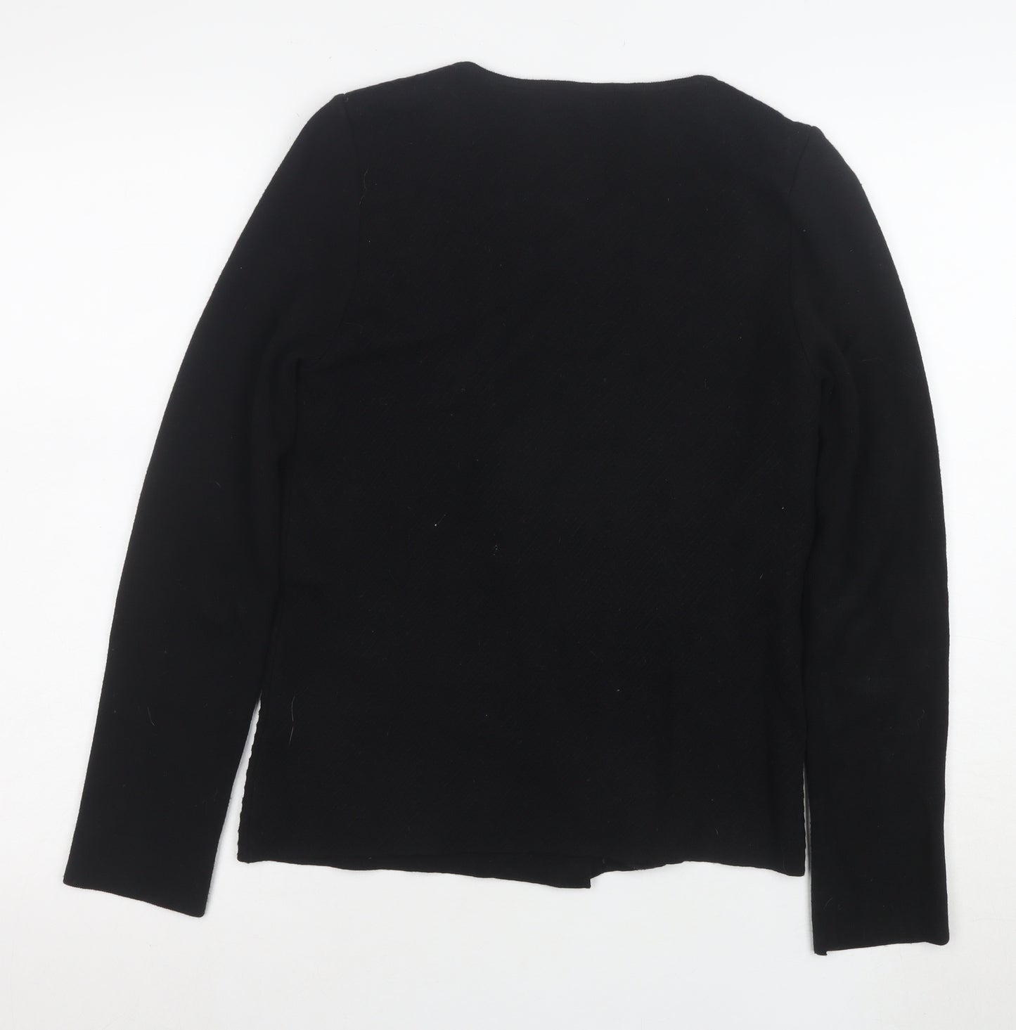 Marks and Spencer Womens Black Biker Jacket Size 8 Zip Pockets Knit