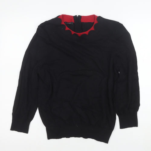 Hobbs Women’s Black Wool Angora Cashmere Pullover Jumper Size 16