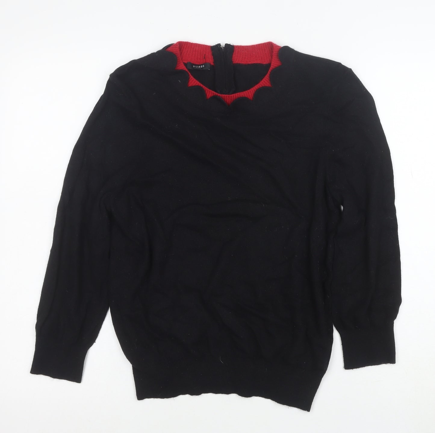 Hobbs Women’s Black Wool Angora Cashmere Pullover Jumper Size 16