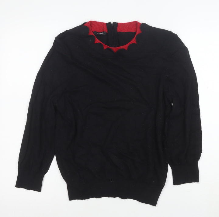 Hobbs Women’s Black Wool Angora Cashmere Pullover Jumper Size 16
