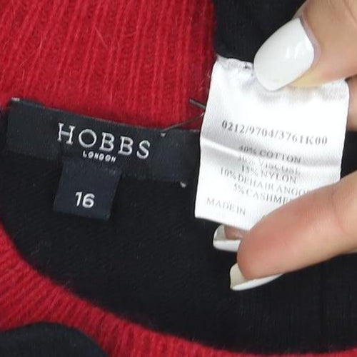 Hobbs Women’s Black Wool Angora Cashmere Pullover Jumper Size 16