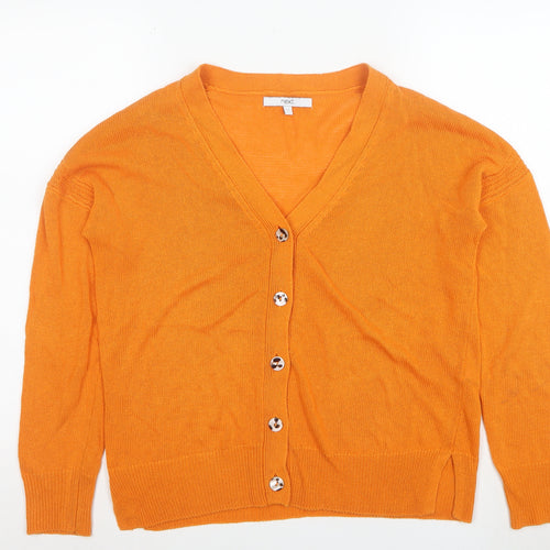 Next Women’s Orange V-Neck Long Sleeve Linen Blend Cardigan Size S