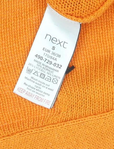 Next Women’s Orange V-Neck Long Sleeve Linen Blend Cardigan Size S