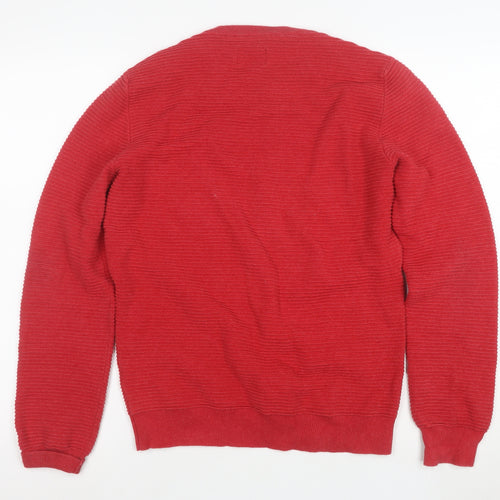 Farah Men’s Red Cotton Crew Neck Jumper Size M Classic Knit