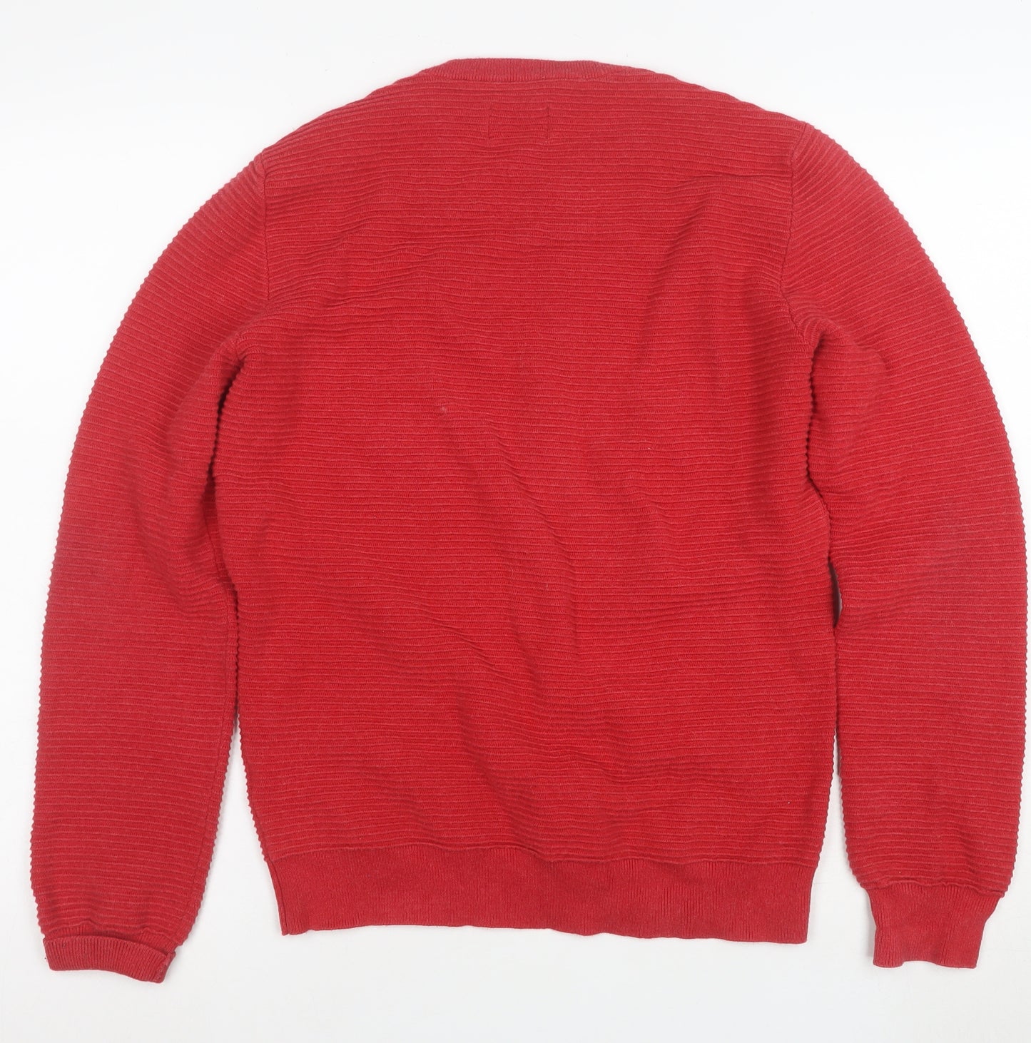 Farah Men’s Red Cotton Crew Neck Jumper Size M Classic Knit