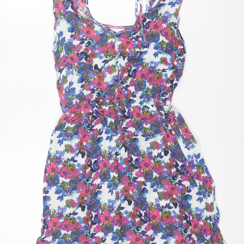 Next Women's Multicoloured Floral Skater Dress Size 10 Sleeveless