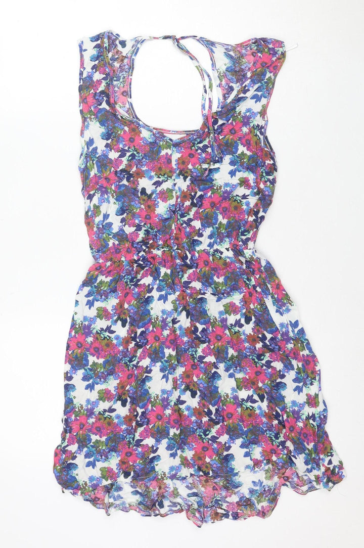 Next Women's Multicoloured Floral Skater Dress Size 10 Sleeveless