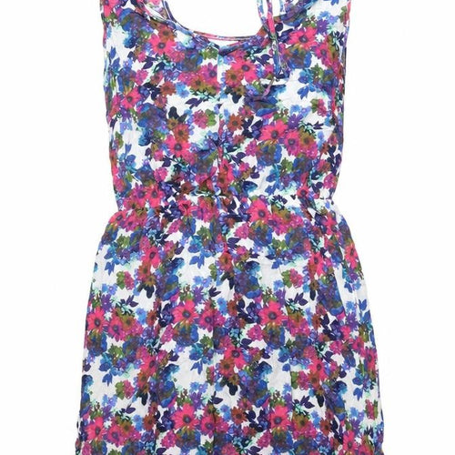 Next Women's Multicoloured Floral Skater Dress Size 10 Sleeveless