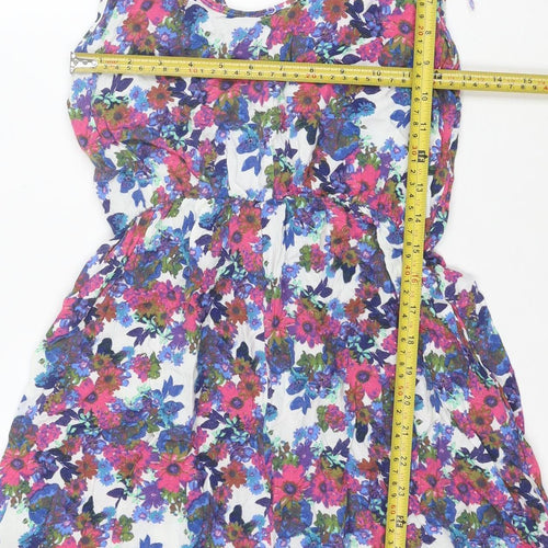 Next Women's Multicoloured Floral Skater Dress Size 10 Sleeveless