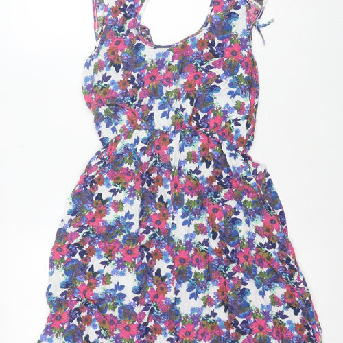 Next Women's Multicoloured Floral Skater Dress Size 10 Sleeveless