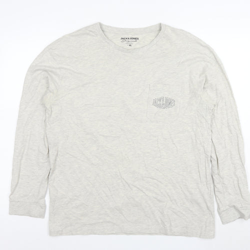 Jack & Jones Men’s Grey XL Long Sleeve Crew Neck T-Shirt