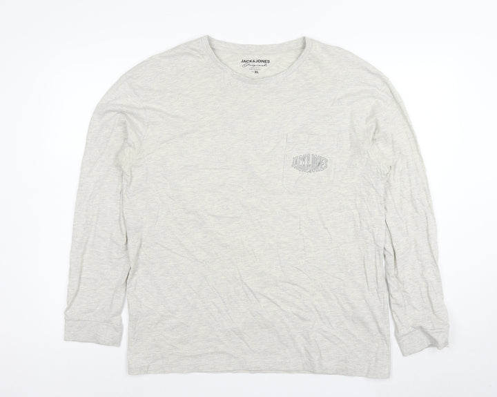 Jack & Jones Men’s Grey XL Long Sleeve Crew Neck T-Shirt