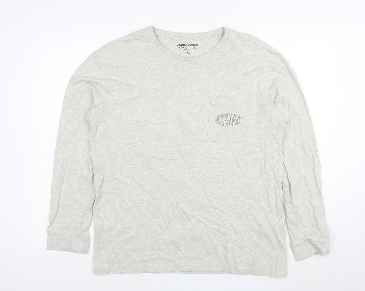 Jack & Jones Men’s Grey XL Long Sleeve Crew Neck T-Shirt