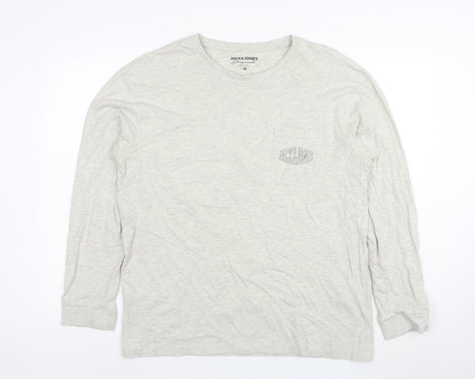 Jack & Jones Men’s Grey XL Long Sleeve Crew Neck T-Shirt