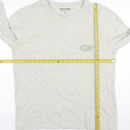 Jack & Jones Men’s Grey XL Long Sleeve Crew Neck T-Shirt