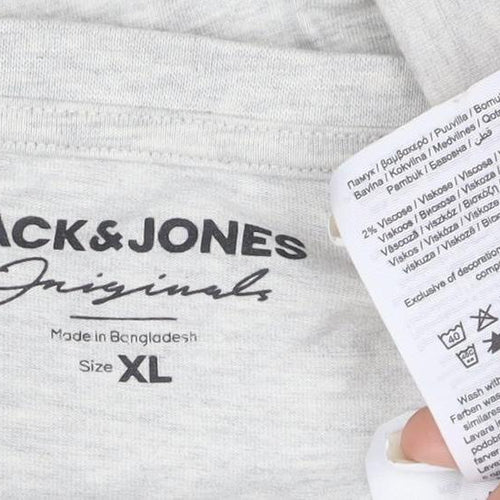 Jack & Jones Men’s Grey XL Long Sleeve Crew Neck T-Shirt