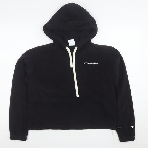 Champion Women Black XS 1/4 Zip Hooded Fleece Sweatshirt