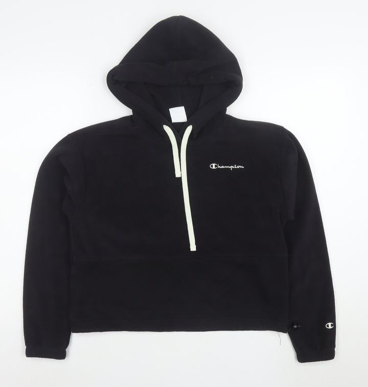 Champion Women Black XS 1/4 Zip Hooded Fleece Sweatshirt