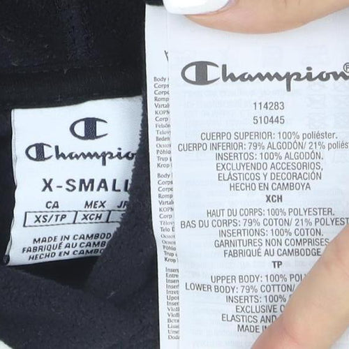 Champion Women Black XS 1/4 Zip Hooded Fleece Sweatshirt