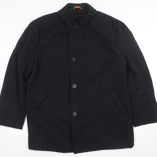 Dockers Men’s Black Wool Blend Overcoat XL Stand Collar