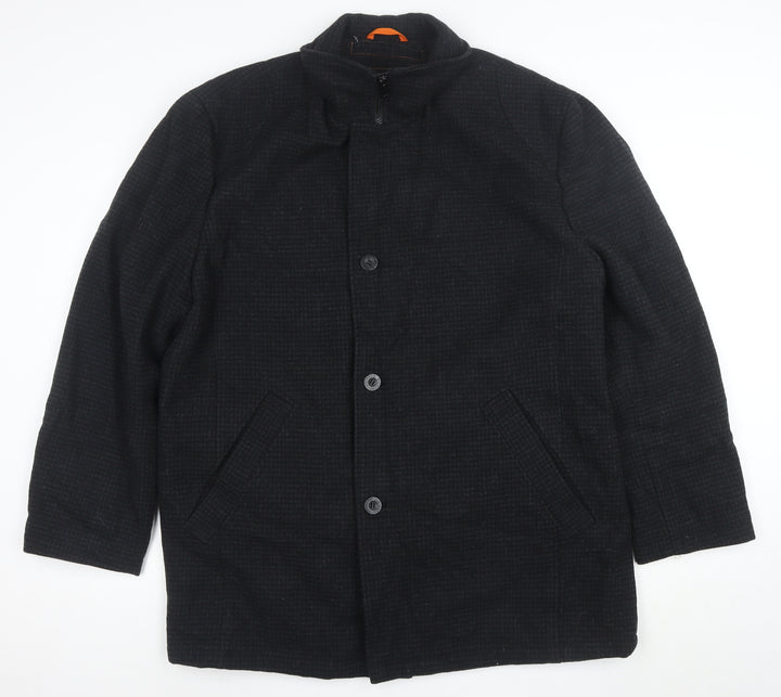 Dockers Men’s Black Wool Blend Overcoat XL Stand Collar