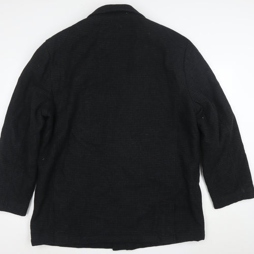 Dockers Men’s Black Wool Blend Overcoat XL Stand Collar
