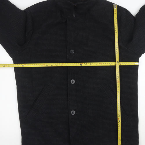 Dockers Men’s Black Wool Blend Overcoat XL Stand Collar