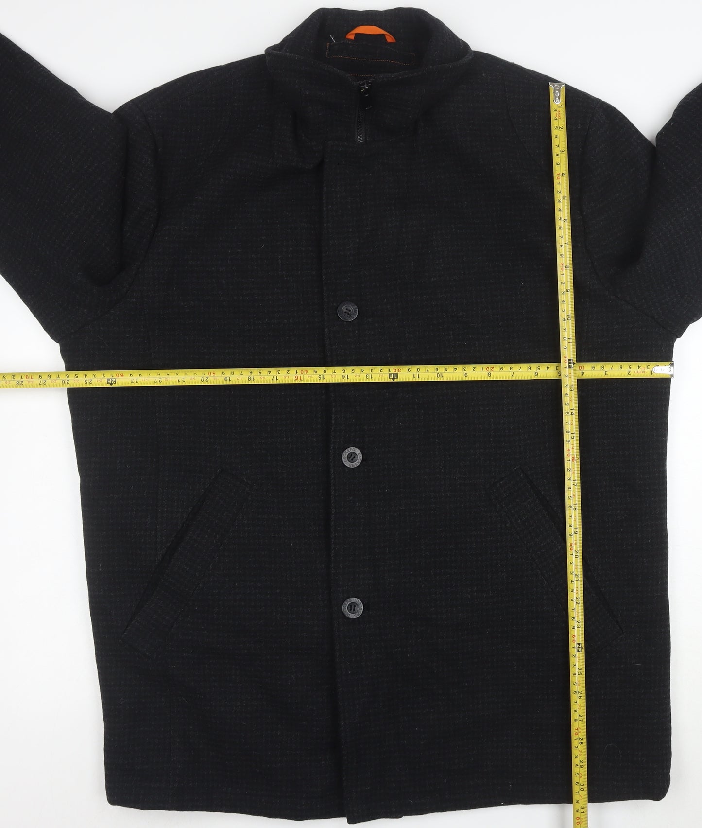 Dockers Men’s Black Wool Blend Overcoat XL Stand Collar
