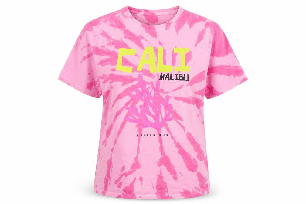 PSYCHIC HEARTS Women's Pink Tie-Dye Cali Malibu Cotton T-Shirt M