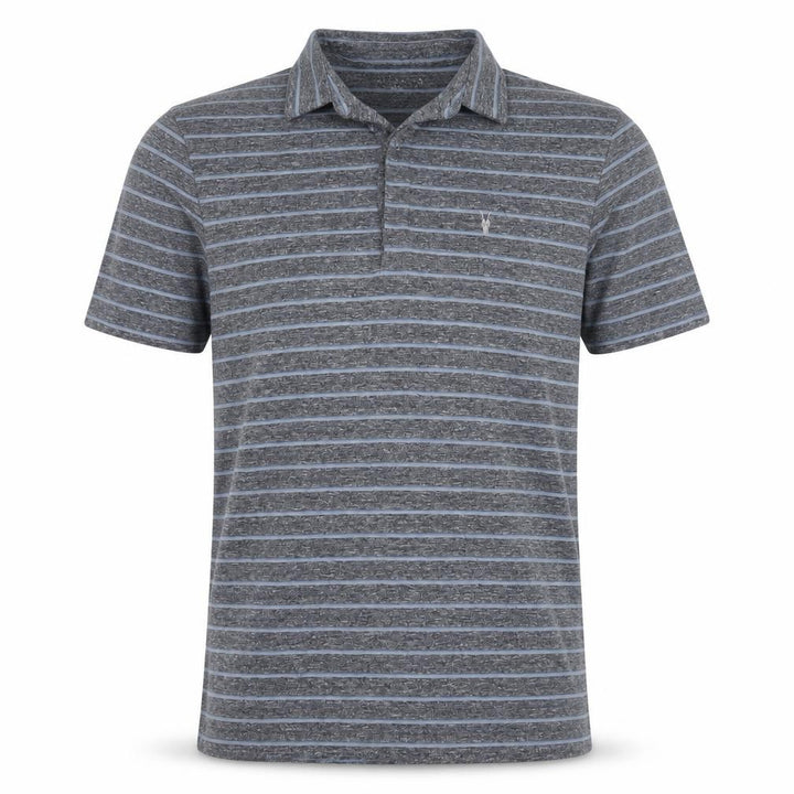 AllSaints Men's Grey Striped Slim Fit Polo Shirt XS