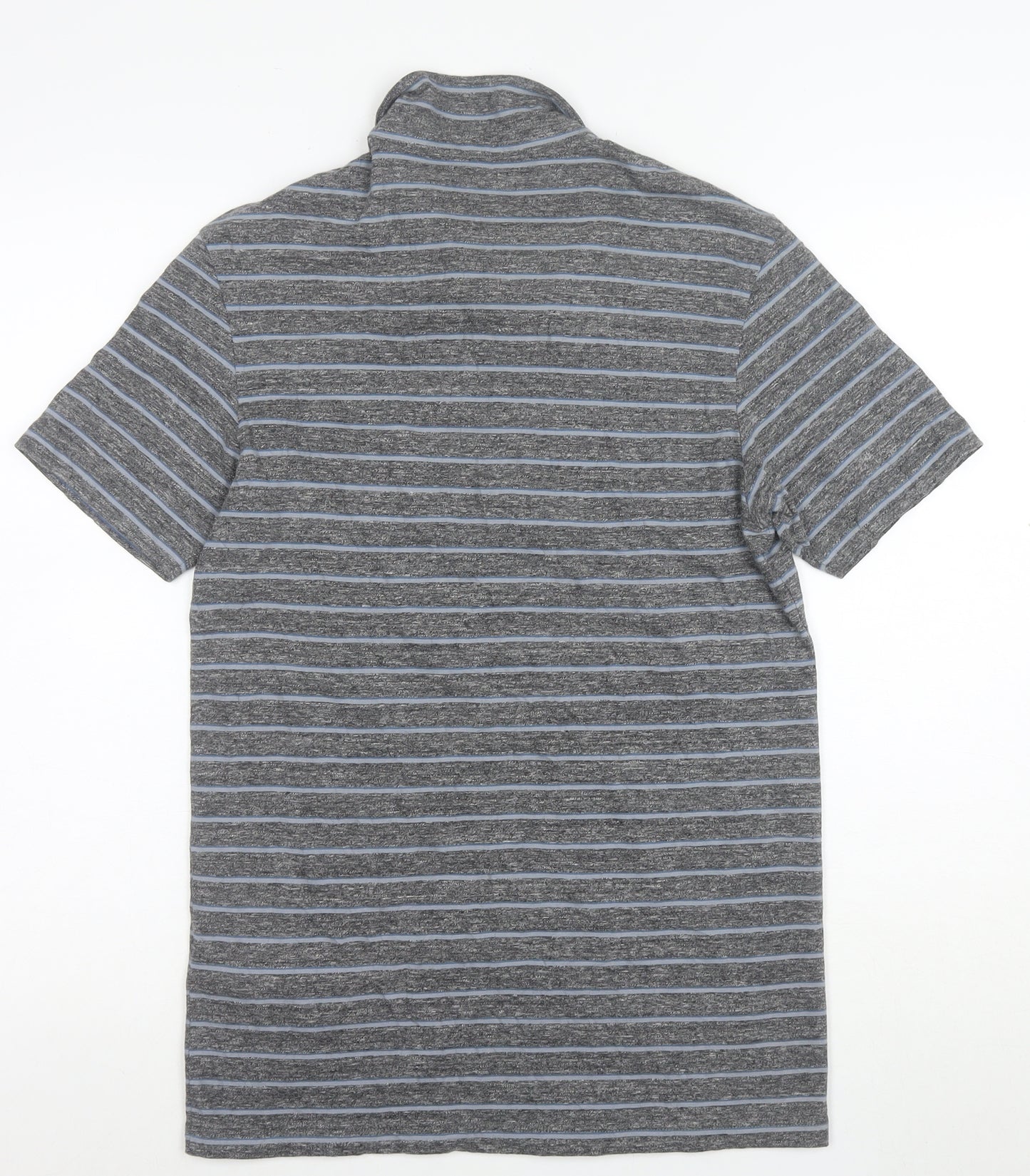 AllSaints Men's Grey Striped Slim Fit Polo Shirt XS