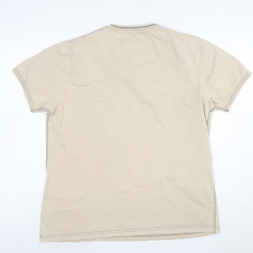 Rocha John Rocha Men's Beige Cotton Crew Neck Short Sleeve T-Shirt Size L